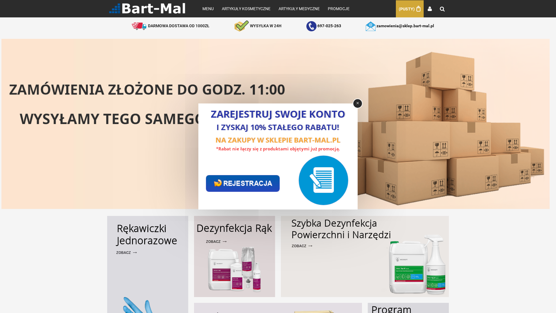 Podgląd strony Artykuły medyczne, higieniczne | Sklep internetowy Bart-Mal